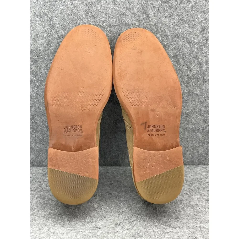 Johnston & Murphy Tan Taupe Suede Sheepskin Leather Oxford Dress Shoe Men 9M